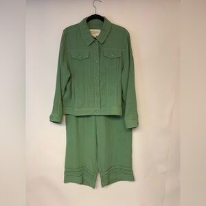 Bridgehampton by Issac Mizrachi Set Bomber Causal Mature Crochet Womens  SZ XL